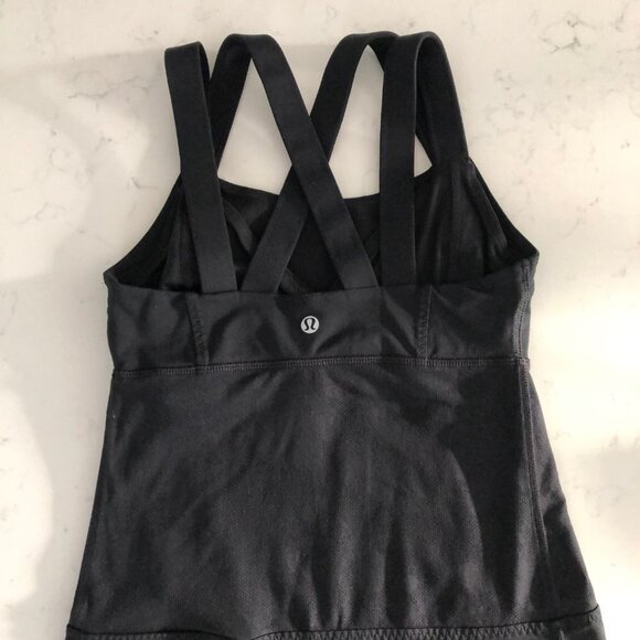 Lululemon Chaturanga Strappy Criss Cross Yoga Tank Top Luxtreme Black Sz 4 - Picture 7 of 13